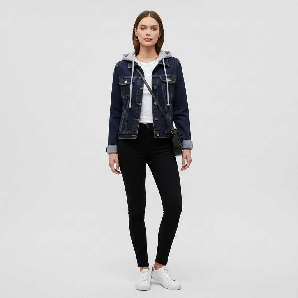 Denim Jacket with Removable Hood | Women's Jacket