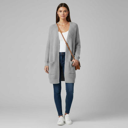 Black Cashmere Cardigan for Women | Elegant Long Layering Piece
