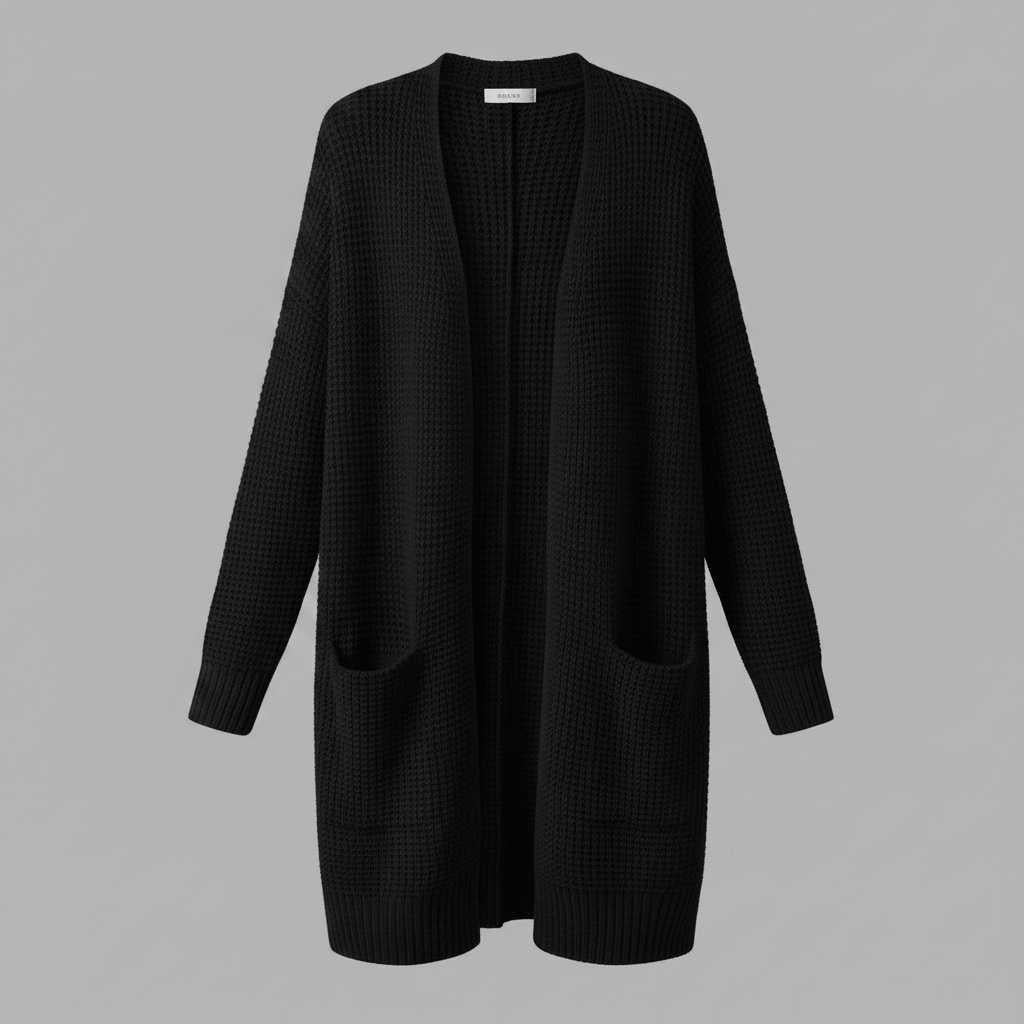 Black Cashmere Cardigan for Women | Elegant Long Layering Piece