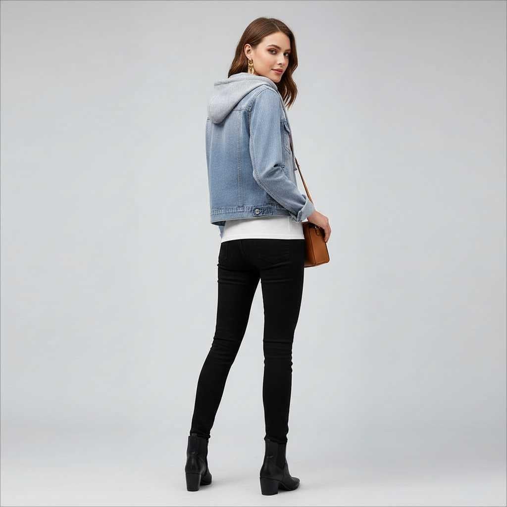Denim Jacket with Removable Hood | Women's Jacket