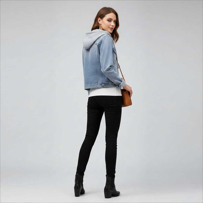 Denim Jacket with Removable Hood | Women's Jacket