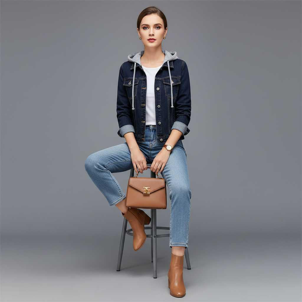 Denim Jacket with Removable Hood | Women's Jacket