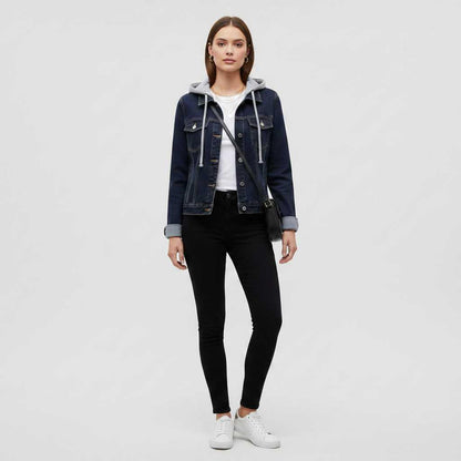 Denim Jacket with Removable Hood | Women's Jacket