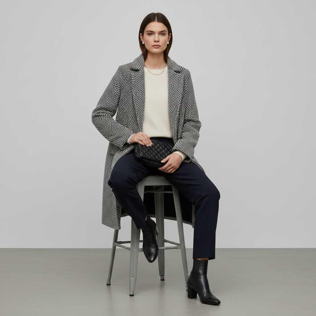 Elegant Long Wool Coat for Women | Black Wool Trench Coat