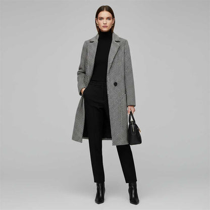 Elegant Long Wool Coat for Women | Black Wool Trench Coat