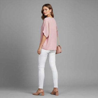 Elegant V-Neck Blouse | Women's Long Sleeve Fashion Top