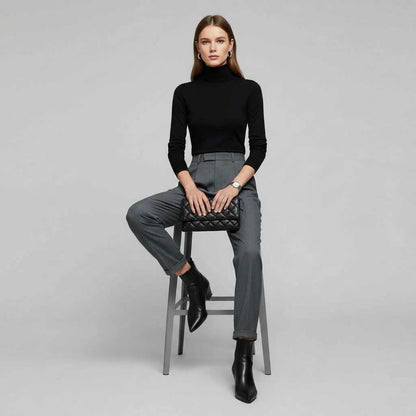 High Waist Women's Trousers | Elegant Office Wear
