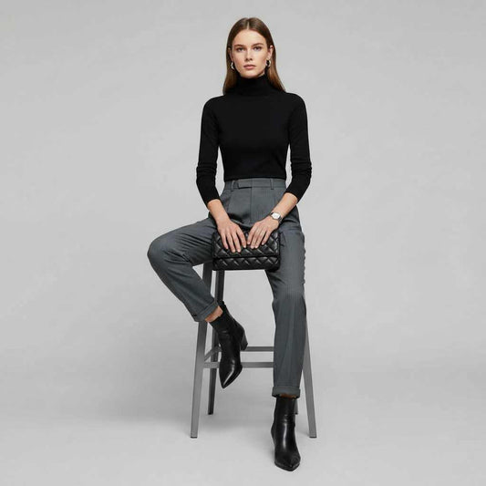 High Waist Women's Trousers | Elegant Office Wear
